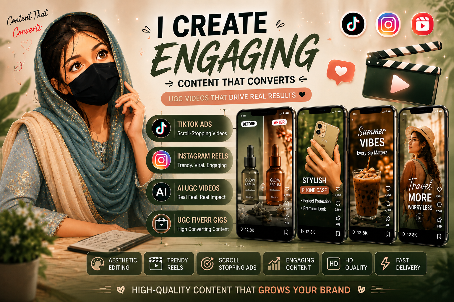 I Will Create Premium AI UGC, Product Ads, Showcase Videos and High-End Video Editing